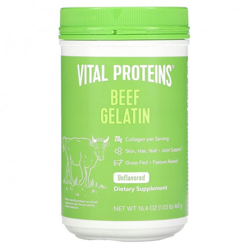 Vital Proteins, говяжий желатин, без добавок, 465 г (16,4 унции)