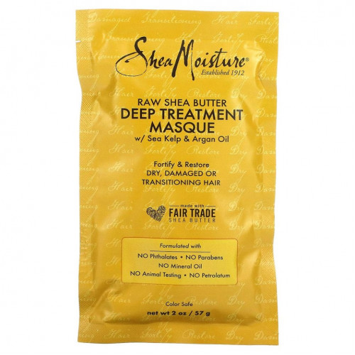 SheaMoisture, Raw Shea Butter, Moisture Recovery Treatment Masque with Seal Kelp & Argan Oil, 2 fl oz (59 ml)