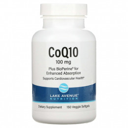 Lake Avenue Nutrition, CoQ10 Plus BioPerine, 100 мг, 150 растительных капсул