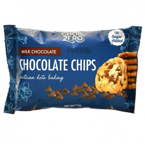 ChocZero, Milk Chocolate Baking Chips, No Sugar Added, 7 oz