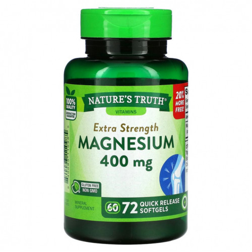 Nature's Truth, Магний Extra Strength, 400 мг, 72 мягких капсулы быстрого высвобождения