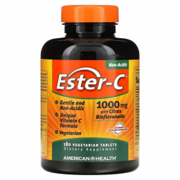 American Health, Ester-C с цитрусовыми биофлавоноидами, 1000 мг, 180 вегетарианских таблеток