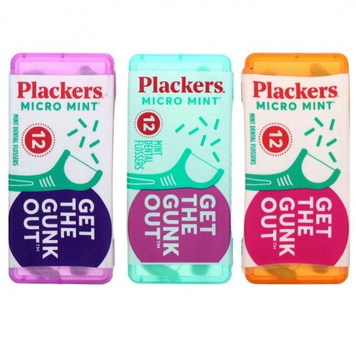 Plackers, Micro Mint, мятные средства для нити, 12 шт.