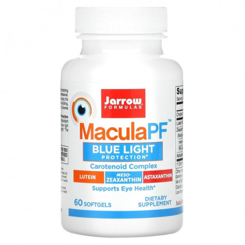 Jarrow Formulas, препарат для защиты зрения, MaculaPF, Blue Light Protection, 60 капсул