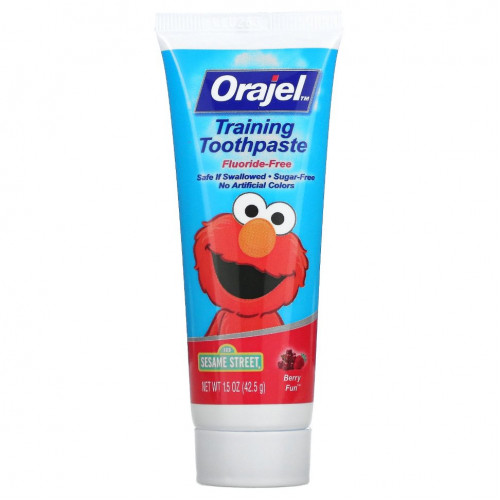 Orajel, Elmo Training Toothpaste, без фтора, от 3 месяцев до 4 лет, Berry Fun, 42,5 г (1,5 унции)