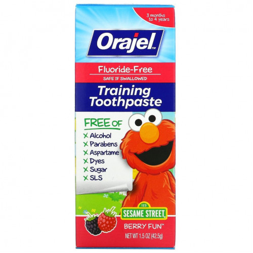 Orajel, Elmo Training Toothpaste, без фтора, от 3 месяцев до 4 лет, Berry Fun, 42,5 г (1,5 унции)