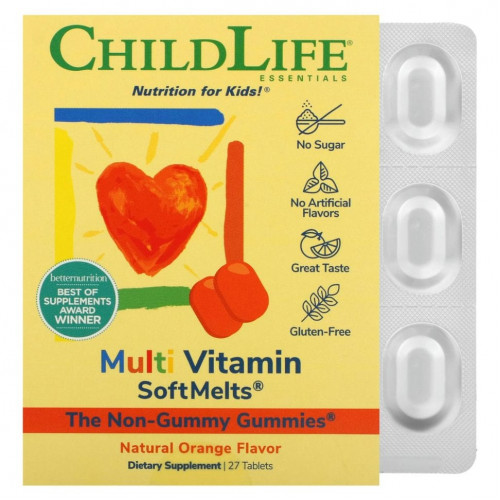 ChildLife, Multi Vitamin SoftMelts со вкусом натурального апельсина, 27 таблеток