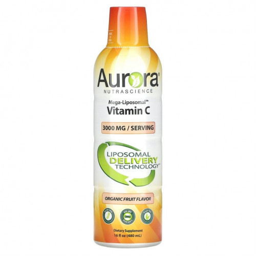 Aurora Nutrascience, Mega-Liposomal Vitamin C, органический фруктовый вкус, 3000 мг, 480 мл (16 жидк. унций)