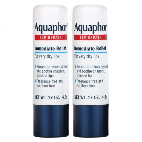 Aquaphor, Lip Repair Stick, Немедленное облегчение, 2 палочки, 0,17 унции (4,8 г)