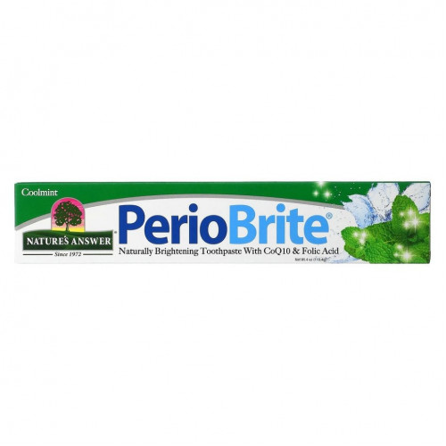 Nature's Answer, PerioBrite, натуральная осветляющая зубная паста с коэнзимом Q10 и фолиевой кислотой, холодящая мята, 113,4 г (4 унции)