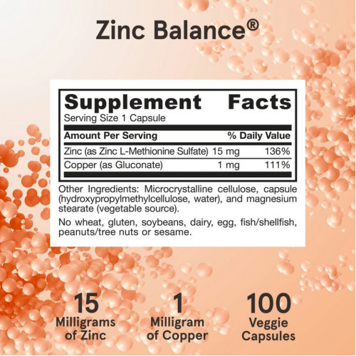 Jarrow Formulas, Zinc Balance, 100 вегетарианских капсул