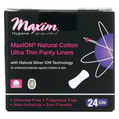 Maxim Hygiene Products, Ультратонкие ежедневные прокладки, натуральная технология MaxION с использованием серебра, легкие, 24 шт.