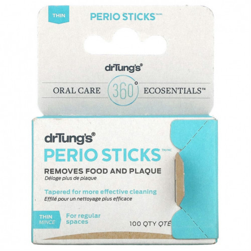 Dr. Tung's, Perio Sticks, палочки для удаления налета, тонкие 80 шт