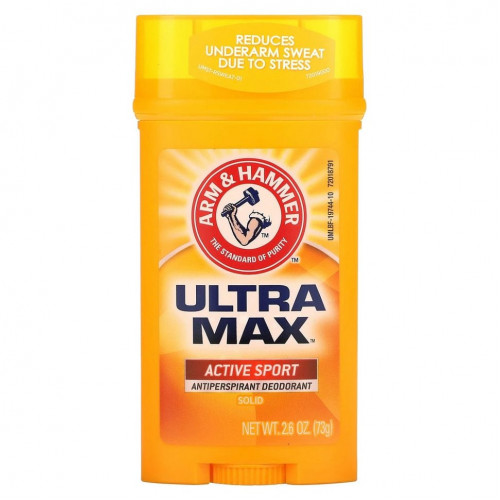 Arm & Hammer, UltraMax, твердый дезодорант-антиперспирант для мужчин, аромат «Active Sport», 73 г (2,6 унции)