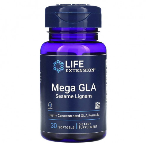 Life Extension, Mega GLA, добавка с ГЛК и кунжутными лигнанами, 30 мягких таблеток