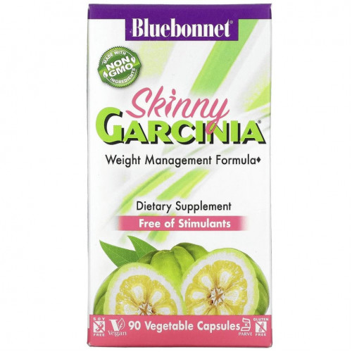 Bluebonnet Nutrition, Формула для контроля веса Skinny Garcinia, 90 растительных капсул