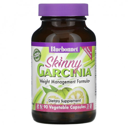 Bluebonnet Nutrition, Формула для контроля веса Skinny Garcinia, 90 растительных капсул