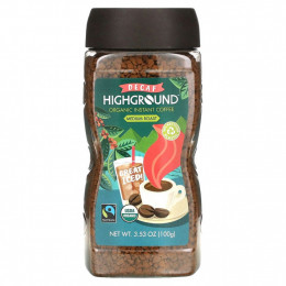 Highground Coffee, Органический растворимый кофе, средней обжарки, без кофеина, 100 г (3,53 унции)