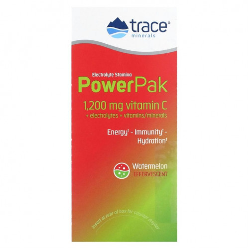 Trace Minerals ®, PowerPak, электролит для повышения выносливости, арбуз, 30 пакетиков по 5,5 г (0,19 унции)