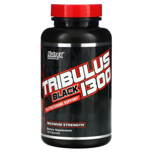 Nutrex Research, Tribulus Black 1300, поддержка уровня тестостерона, 120 капсул