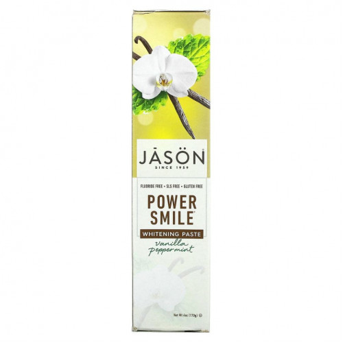 Jason Natural, Powersmile, отбеливающая зубная паста, перечная мята и ваниль, 170 г (6 унций)