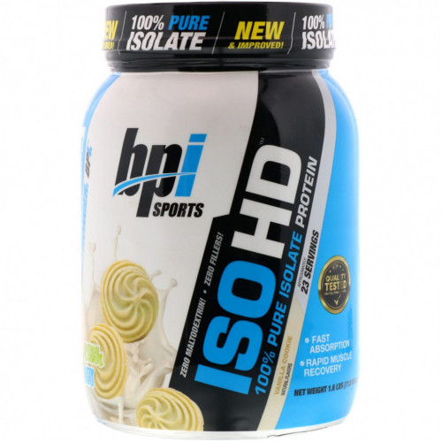 BPI Sports, ISO HD, 100% чистый изолят протеина, вкус ванильного печенья, 1,6 фунта (713 г)