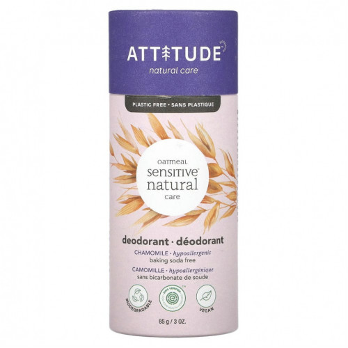 ATTITUDE, Oatmeal Sensitive Natural Care, дезодорант, ромашка, 85 г (3 унции)