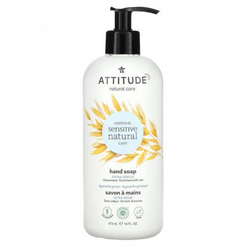 ATTITUDE, Oatmeal Sensitive Natural Care, мыло для рук, без запаха, 473 мл (16 жидк. Унций)