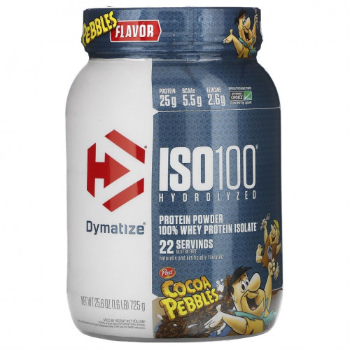 Dymatize Nutrition, ISO100, гидролизованный 100% изолят сывороточного протеина, шоколадный вкус, 725 г (1,6 фунта)