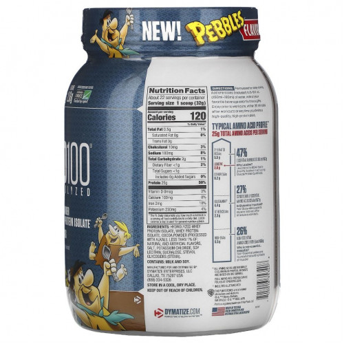 Dymatize Nutrition, ISO100, гидролизованный 100% изолят сывороточного протеина, шоколадный вкус, 725 г (1,6 фунта)