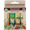 Badger Company, Organic, набор бальзамов для губ с маслом какао, 4 упаковки по 7 г (0,25 унции)