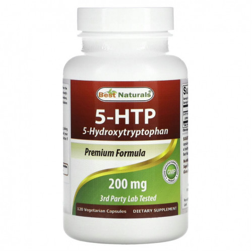 Best Naturals, 5-HTP (5-гидрокситриптофан), 200 мг, 120 вегетарианских капсул