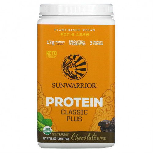 Sunwarrior, Protein Classic Plus, шоколад, 750 г (1,65 фунта)