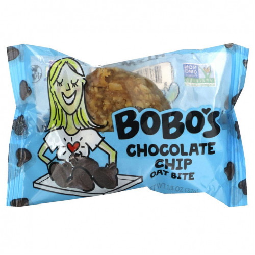 Bobo's Oat Bars, Овсяные кусочки с шоколадной крошкой, 5 кусочков, 37 г (1,3 унции)