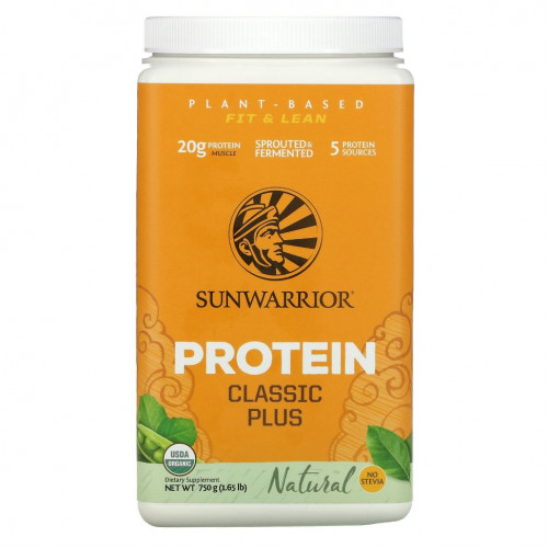 Sunwarrior, Protein Classic Plus, протеин на растительной основе, натуральный, 750 г (1,65 фунта)