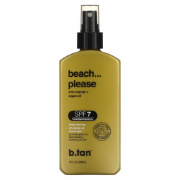 b.tan, Beach Please with Marula + Argan Oil, солнцезащитное масло-спрей для глубокого загара, SPF 7, 236 мл (8 жидк. Унций)