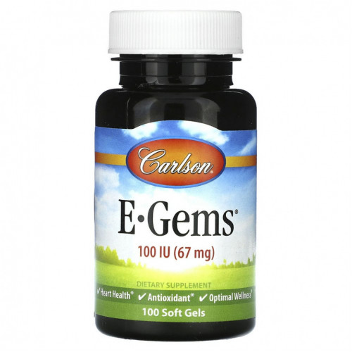 Carlson, E-Gems, 67 мг (100 МЕ), 100 мягких таблеток