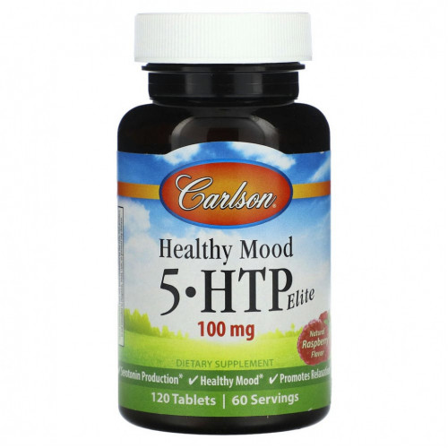 Carlson, Healthy Mood, 5-HTP Elite, Natural Raspberry, 50 mg, 120 Tablets