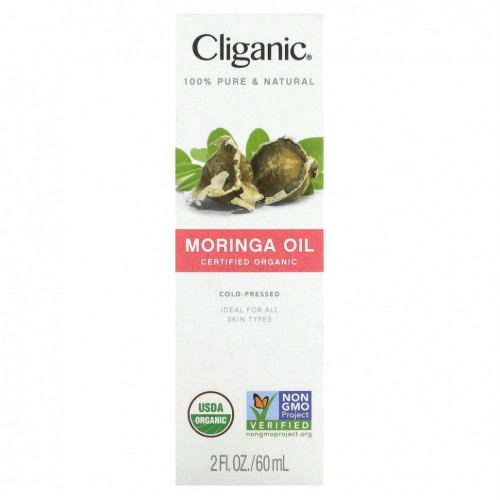 Cliganic, 100% чистое и натуральное, масло моринги, 60 мл (2 жидк. Унции)