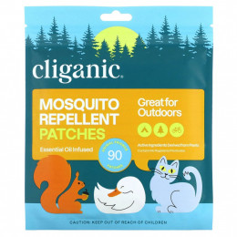 Cliganic, Патчи от комаров, с эфирным маслом, 90 шт.