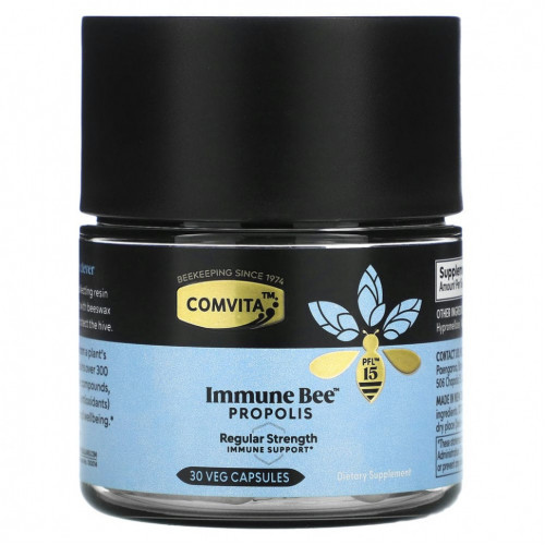 Comvita, Immune Bee Propolis, Regular Strength Immune Support, PFL15, 30 Veg Capsules