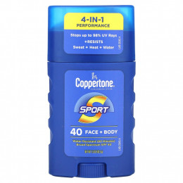 Coppertone, Солнцезащитный стик, Sport, 4-в-1, для лица и тела, SPF 40, 42,5 г (1,5 унции)