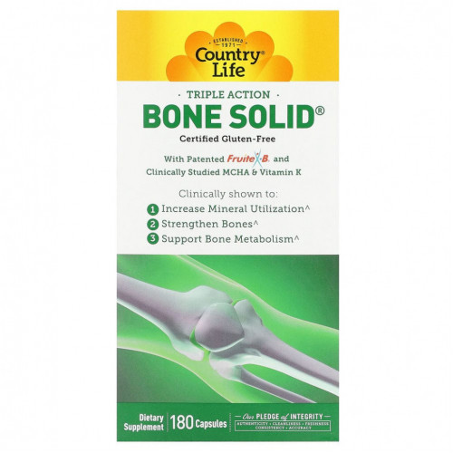 Country Life, Triple Action Bone Solid, 180 капсул