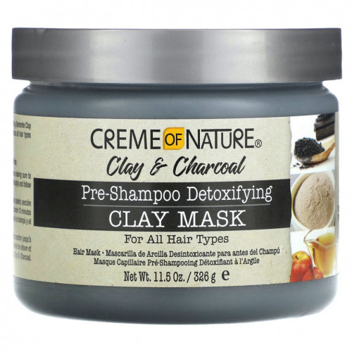 Creme Of Nature, Clay & Charcoal, детоксифицирующая маска из глины перед шампунем, 326 г (11,5 унции)