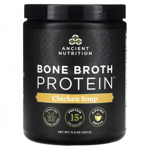 Dr. Axe / Ancient Nutrition, Bone Broth Protein, куриный суп, 323 г (11,4 унции)