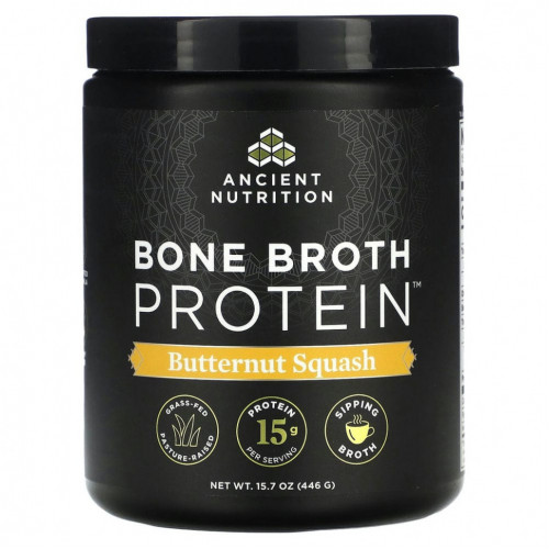 Dr. Axe / Ancient Nutrition, Bone Broth Protein, мускатная тыква, 446 г (15,7 унции)