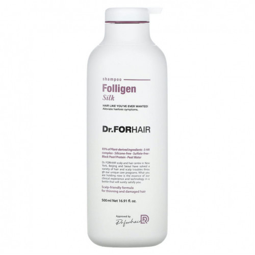 Dr.ForHair, Folligen, шампунь из оригинального шелка, 500 мл (16,91 жидк. Унции)