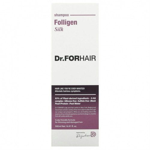 Dr.ForHair, Folligen, шампунь из оригинального шелка, 500 мл (16,91 жидк. Унции)