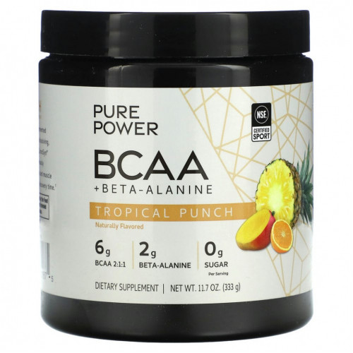 Dr. Mercola, Pure Power BCAA + бета - аланин, тропический пунш, 333 г (11,7 унции)