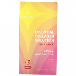 Everydaze, Желе-стик Essential Collagen Solution, персик, 3000 мг, 10 стиков по 20 г (0,7 унции)